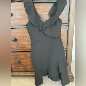 BCBGMaxazria Black Ruffle Cocktail Dress Size 0 NWOT